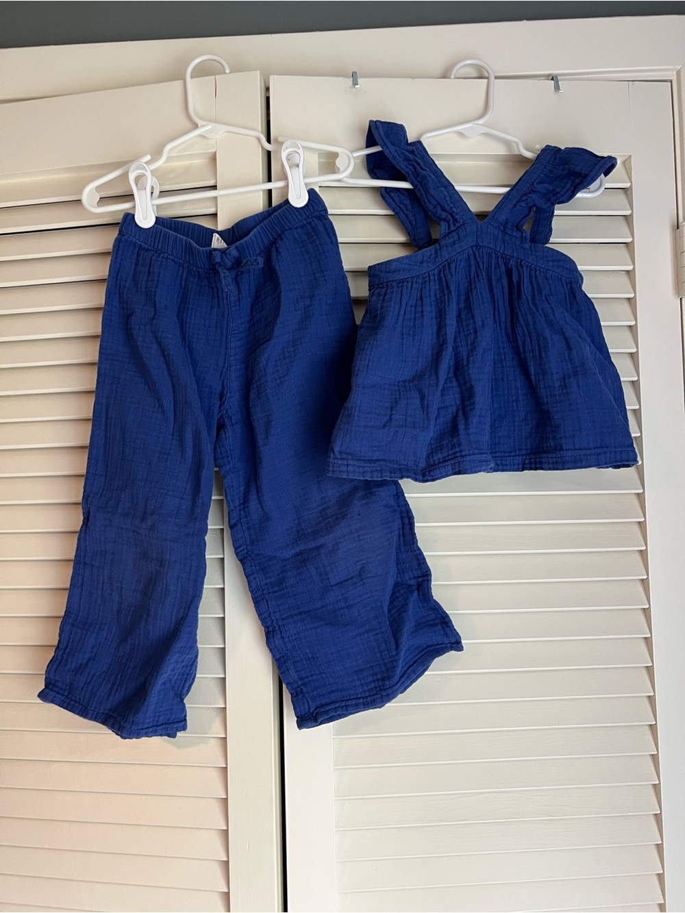 Baby Gap Girls Blue Cotton Gauze Ruffle Top Pants Set Size 5